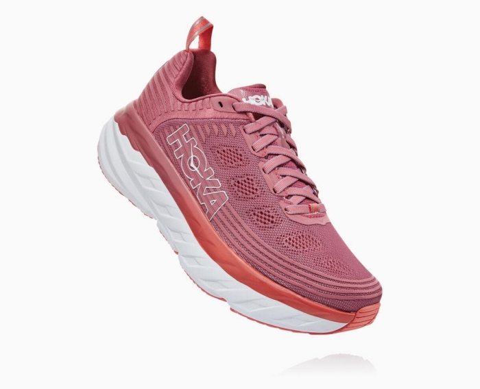 Hoka Løpesko Asfalt Tilbud - HOKA ONE ONE Bondi 6 Dame Rosa [NO-89FNYT]